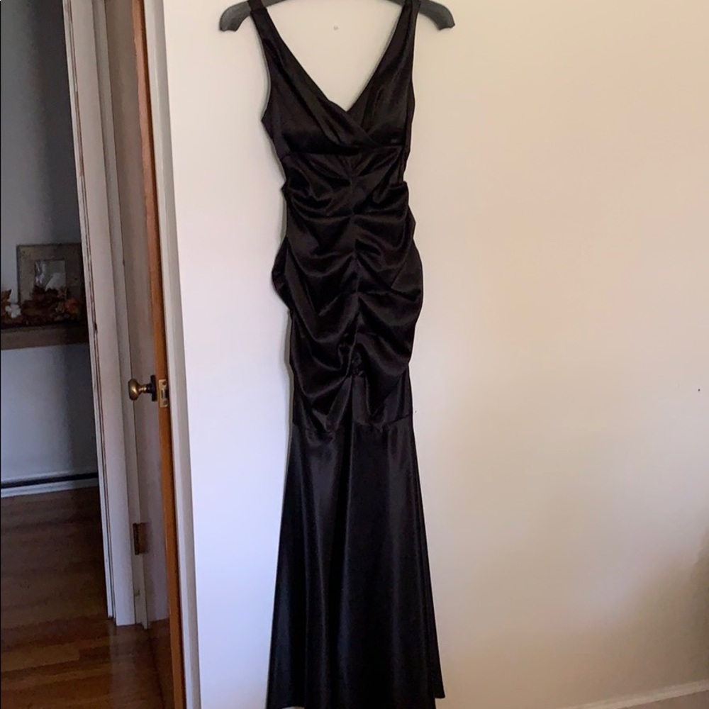 Xscape black silky formal dress